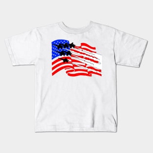 F18 Hornets flyover American Flag V3 Kids T-Shirt